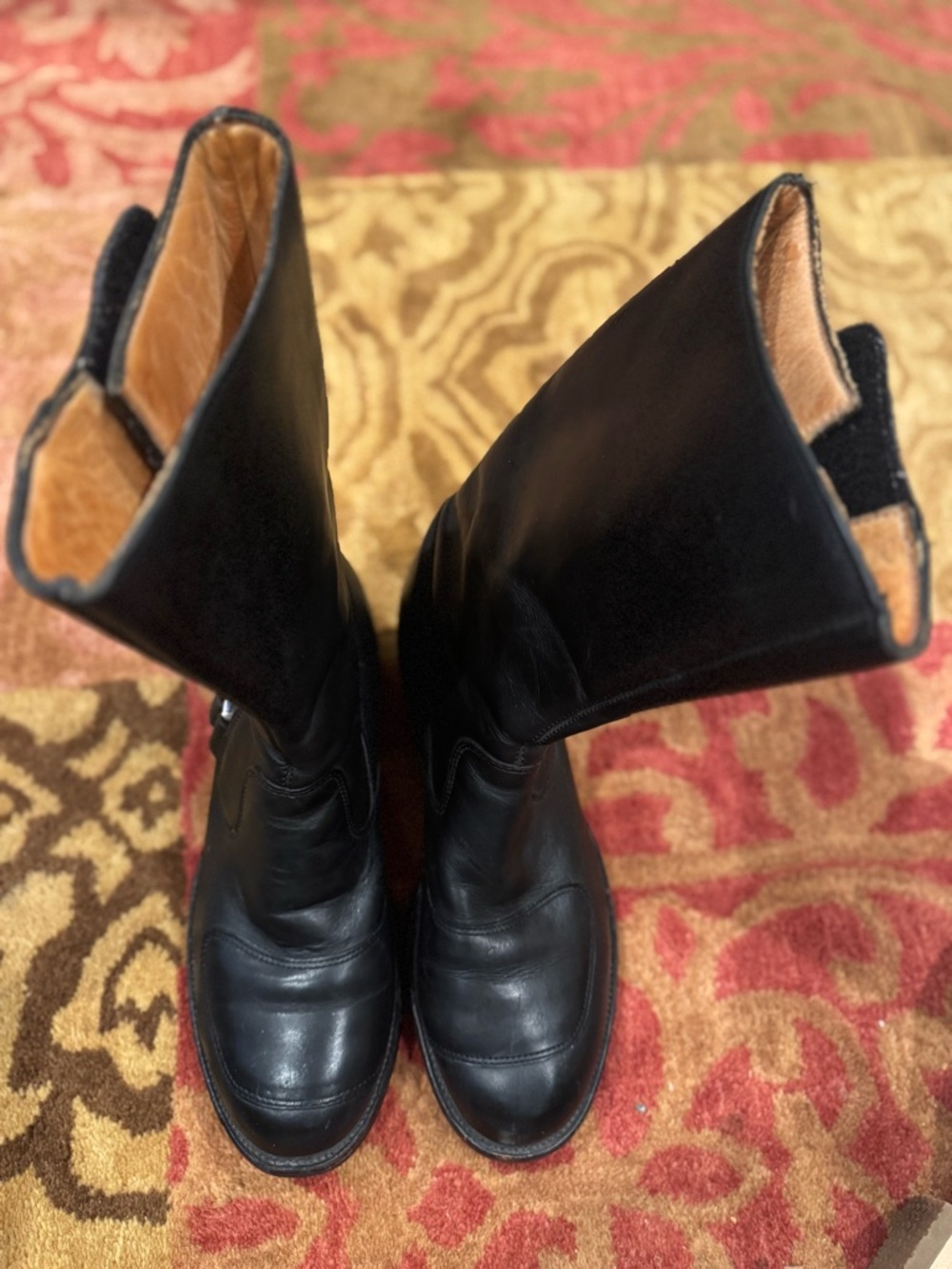 Chippewa 27862 Black Leather Mid-Calf Heeled motorcycle biker Boots Sz 12 D Mens